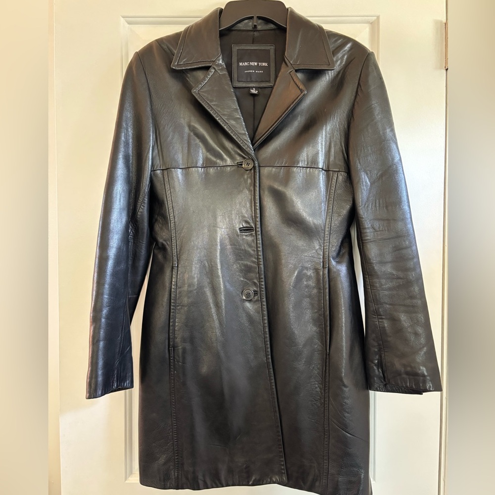 Marc New York Black Leather Jacket Size S